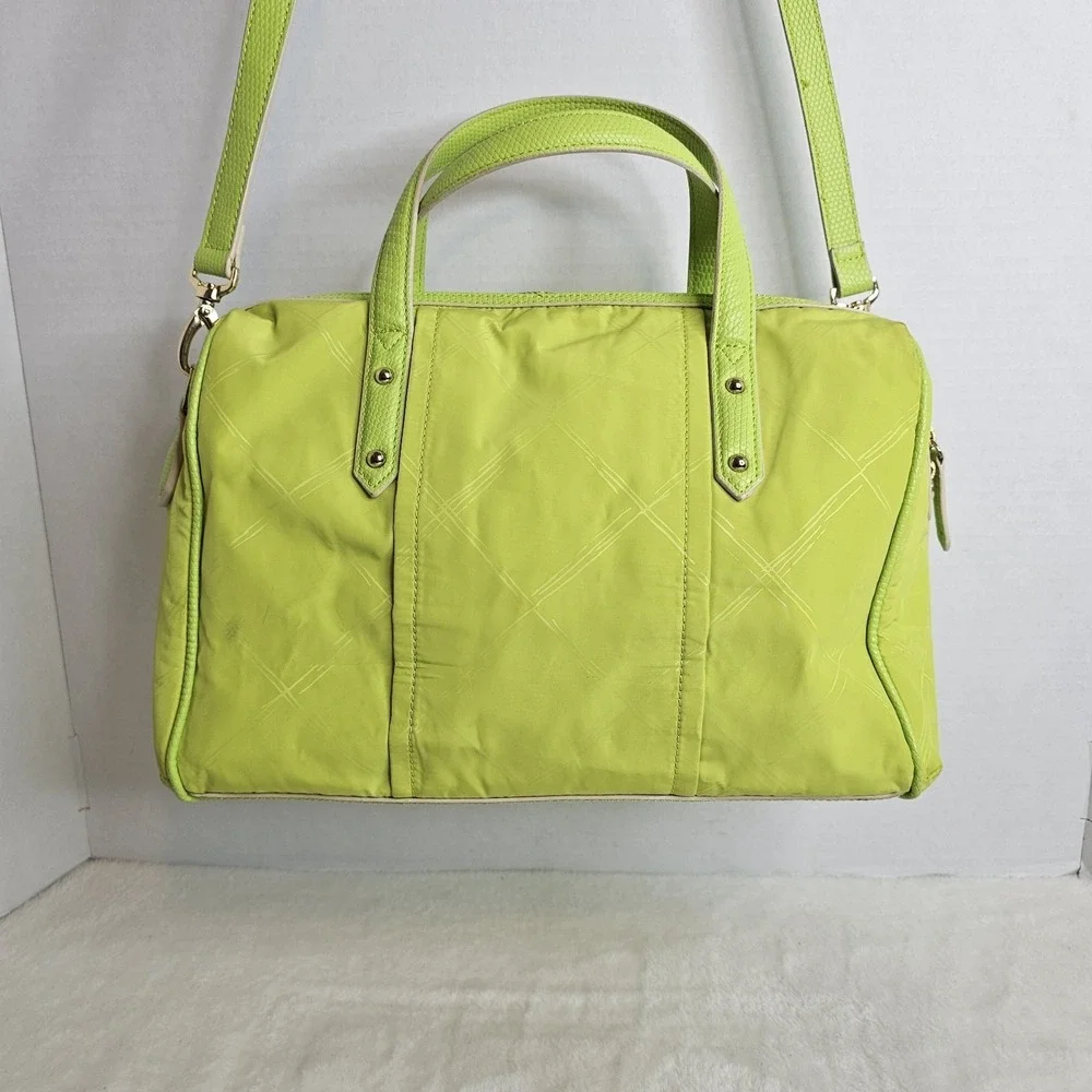 Vera Bradley MARLO Preppy LIME CITRINE GREEN Purse Nylon Satchel Crossbody 13x9
